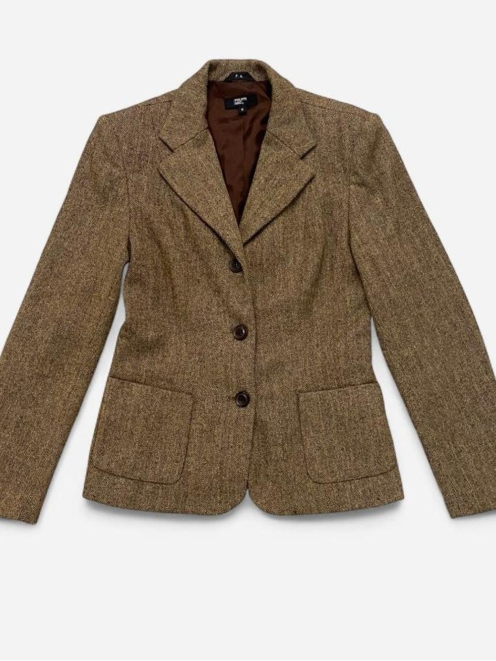 Vintage Philippe Adec Paris Herringbone Wool Blazer - Size 8